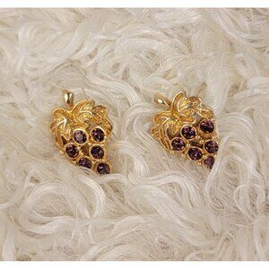 Vintage Avon Grape Cluster Rhinestone Earrings